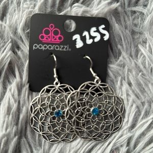Silver and blue dangling earrings. Nickel free.